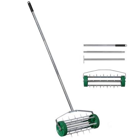 Gardenised Durable Rolling Spike Lawn Aerator w/Sturdy Steel Handle and Sharp Metal Tines QI004663